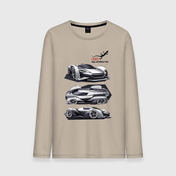 Лонгслив хлопковый мужской Audi motorsport concept sketch, цвет: миндальный