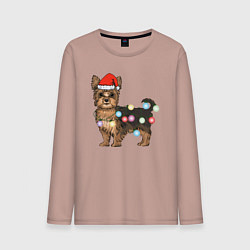 Мужской лонгслив Йоркширский терьер новогодний