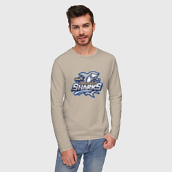 Лонгслив хлопковый мужской Wilmington sharks -baseball team, цвет: миндальный — фото 2