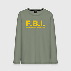 Лонгслив хлопковый мужской FBI Женского тела инспектор, цвет: авокадо