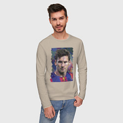Лонгслив хлопковый мужской Lionel Messi - striker, Barcelona, цвет: миндальный — фото 2