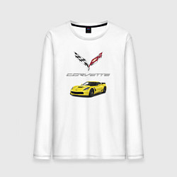 Лонгслив хлопковый мужской Chevrolet Corvette motorsport цвета белый — фото 1