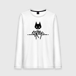 Лонгслив хлопковый мужской Stray: Black Logo, цвет: белый