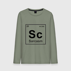 Лонгслив хлопковый мужской САРКАЗМ - SARCASM, Sc Таблица Менделеева, цвет: авокадо
