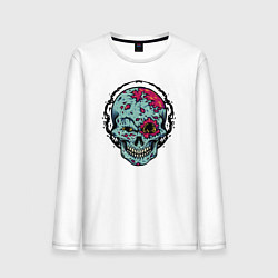 Лонгслив хлопковый мужской Cool skull! Grin!, цвет: белый