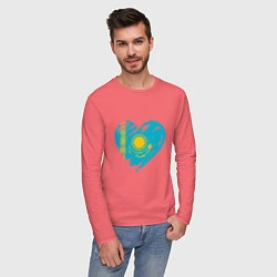 Лонгслив хлопковый мужской Kazakhstan Heart, цвет: коралловый — фото 2