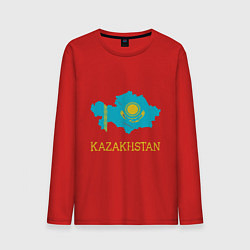 Лонгслив хлопковый мужской Map Kazakhstan, цвет: красный