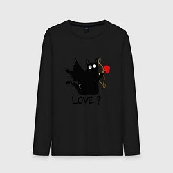 Лонгслив хлопковый мужской LOVE CAT WHAT cat, цвет: черный