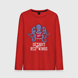 Лонгслив хлопковый мужской Detroit Red Wings, Детройт Ред Уингз Маскот, цвет: красный