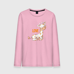 Лонгслив хлопковый мужской Маленький жираф LOVE, цвет: светло-розовый