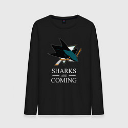 Лонгслив хлопковый мужской Sharks are coming, Сан-Хосе Шаркс San Jose Sharks, цвет: черный