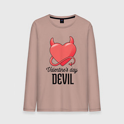 Лонгслив хлопковый мужской Valentines Day Devil, цвет: пыльно-розовый