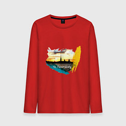 Лонгслив хлопковый мужской Санкт-Петербург St Petersburg, цвет: красный