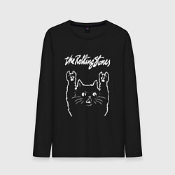 Лонгслив хлопковый мужской Роллинг Стоунз, Rolling Stones Рок кот, цвет: черный