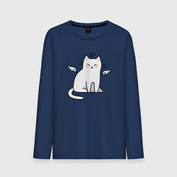 Лонгслив хлопковый мужской КОТИК АНГЕЛ CAT ANGEL, цвет: тёмно-синий