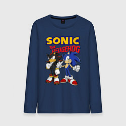 Лонгслив хлопковый мужской ЕЖ СОНИК SONIC THE HEDGEHOG, цвет: тёмно-синий