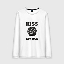 Лонгслив хлопковый мужской Volleyball - Kiss My Ace, цвет: белый