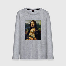 Лонгслив хлопковый мужской Shiba Inu Mona Lisa, цвет: меланж