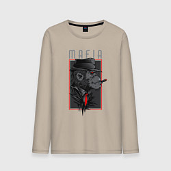 Лонгслив хлопковый мужской Обезьяна мафиози, цвет: миндальный