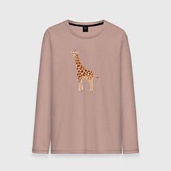 Лонгслив хлопковый мужской Любопытный жираф, цвет: пыльно-розовый
