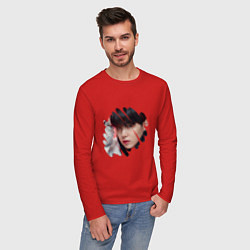 Лонгслив хлопковый мужской Agust D SUGA BTS, цвет: красный — фото 2