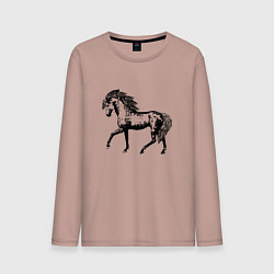 Лонгслив хлопковый мужской Мустанг Лошадь, цвет: пыльно-розовый