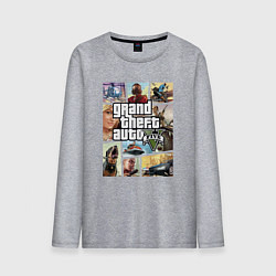 Лонгслив хлопковый мужской GTA V Logos, цвет: меланж