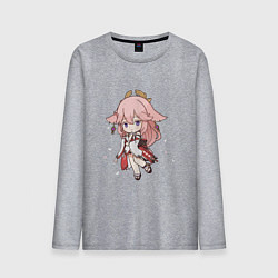 Лонгслив хлопковый мужской Чиби лисичка Яэ Мико, цвет: меланж
