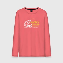 Лонгслив хлопковый мужской Счастливая рыбацкая футболка не стирать, цвет: коралловый