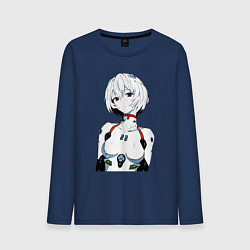 Лонгслив хлопковый мужской Рей Аянами Rei Ayanami Ева Евангелион, цвет: тёмно-синий