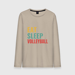 Лонгслив хлопковый мужской Eat - Sleep - Volleyball, цвет: миндальный