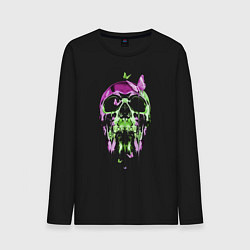 Лонгслив хлопковый мужской Skull & Butterfly Neon, цвет: черный