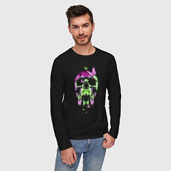 Лонгслив хлопковый мужской Skull & Butterfly Neon, цвет: черный — фото 2