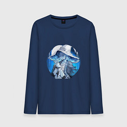 Лонгслив хлопковый мужской Ведьма Ренни, цвет: тёмно-синий