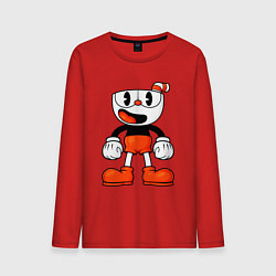 Лонгслив хлопковый мужской Cuphead красная чашечка, цвет: красный
