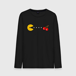 Лонгслив хлопковый мужской Pac-man 8bit, цвет: черный