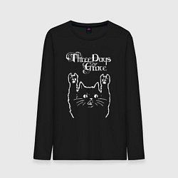 Лонгслив хлопковый мужской Three Days Grace Рок кот, цвет: черный