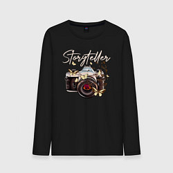 Лонгслив хлопковый мужской Storyteller, цвет: черный