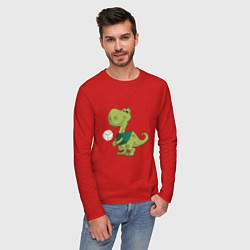 Лонгслив хлопковый мужской Volleyball Dinosaur, цвет: красный — фото 2