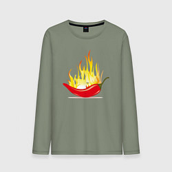 Лонгслив хлопковый мужской Перец в огне, цвет: авокадо