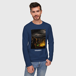 Лонгслив хлопковый мужской Сталкер и Артефакт, цвет: тёмно-синий — фото 2