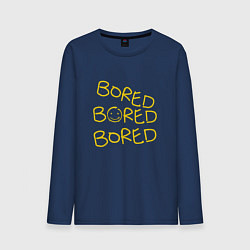 Лонгслив хлопковый мужской Bored Bored Bored, цвет: тёмно-синий