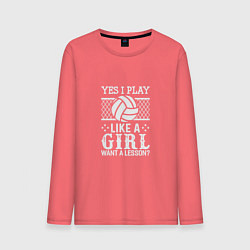 Лонгслив хлопковый мужской Play Like A Girl, цвет: коралловый