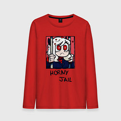 Лонгслив хлопковый мужской HELLTAKER HORNY JAIL, цвет: красный
