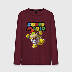 Лонгслив хлопковый мужской Bowser Junior Super Mario, цвет: меланж-бордовый