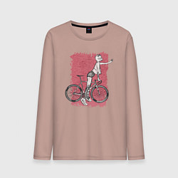 Лонгслив хлопковый мужской Bike punk cats, цвет: пыльно-розовый