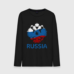 Лонгслив хлопковый мужской Russia, цвет: черный