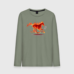 Лонгслив хлопковый мужской Fire horse огненная лошадь, цвет: авокадо