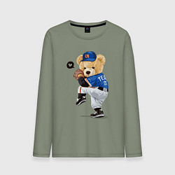 Лонгслив хлопковый мужской МИШКА БЕЙСБОЛИСТ, цвет: авокадо