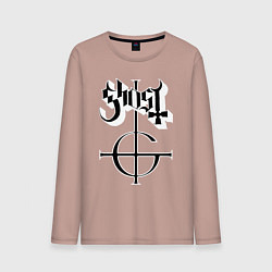 Лонгслив хлопковый мужской Ghost logo, цвет: пыльно-розовый